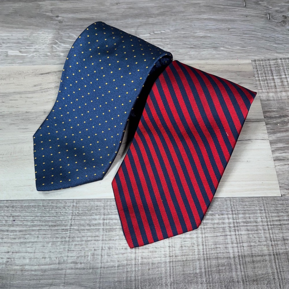 Brooks Brothers Navy Dot and Red Navy Stripe Tie Duo